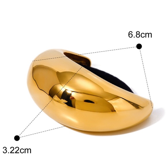 GLOSSY DOME PONY CUFF*Hair Band Accessories*18K Gold Plated*Hair Elastic* - Picture 7 of 9